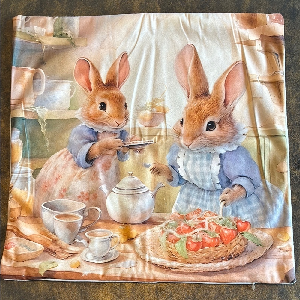 NEW Beatrix Potter Peter Rabbit inspired tea party throw pillow cover nursery